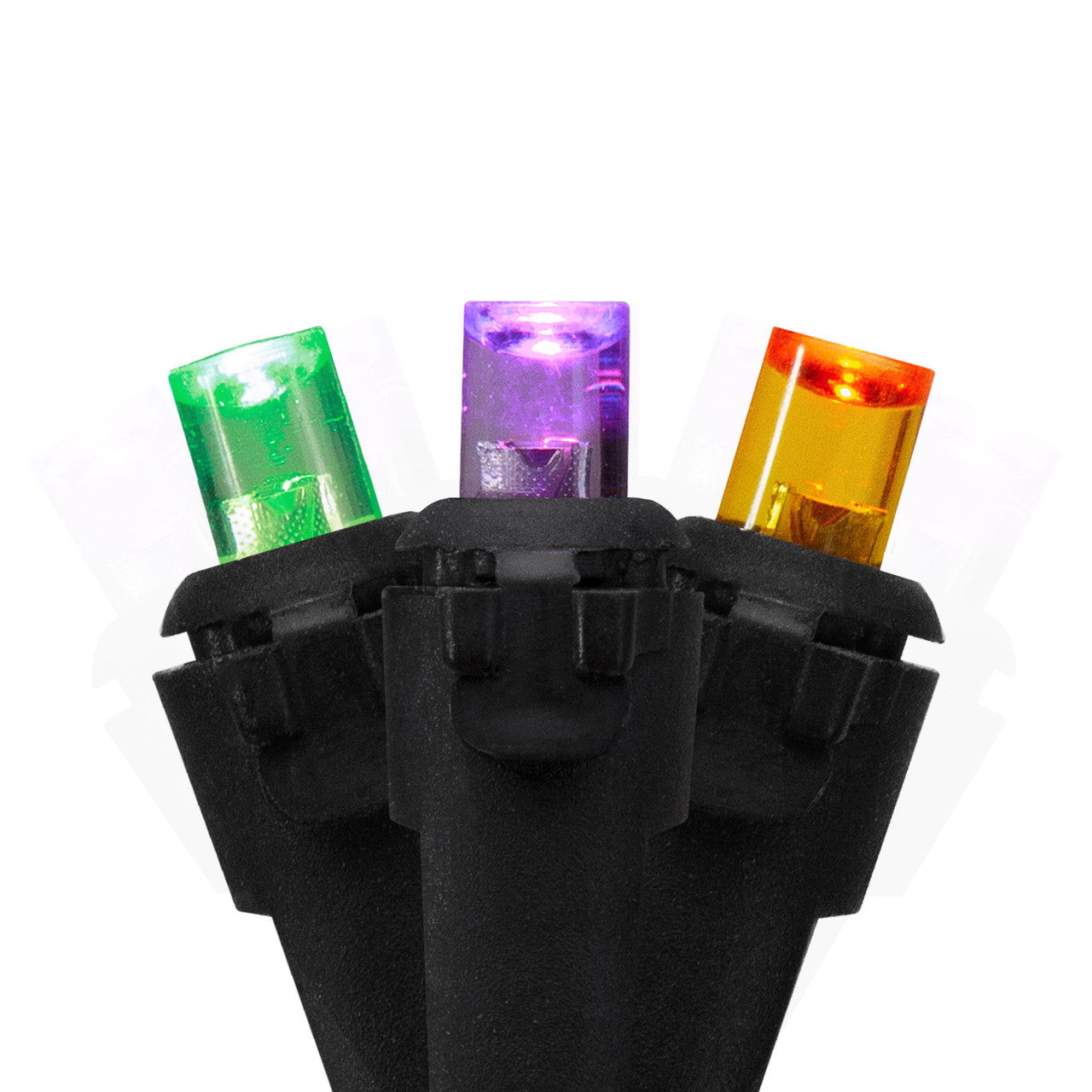 LED Christmas Lights - Purple, Green and Orange - 16.25' Black Wire - 50ct