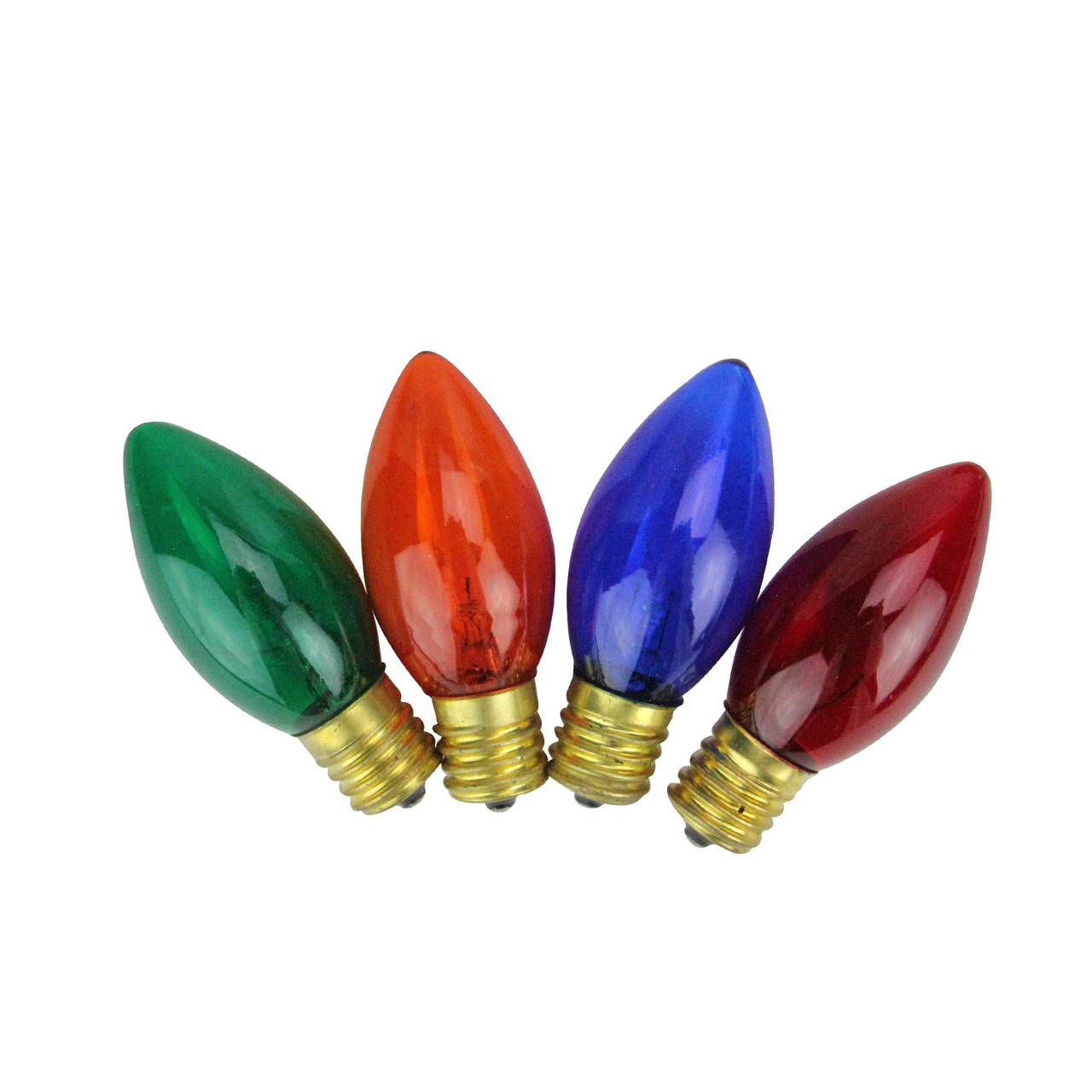 Set of 4 Incandescent C7 Transparent Multi Twinkle Replacement Bulbs
