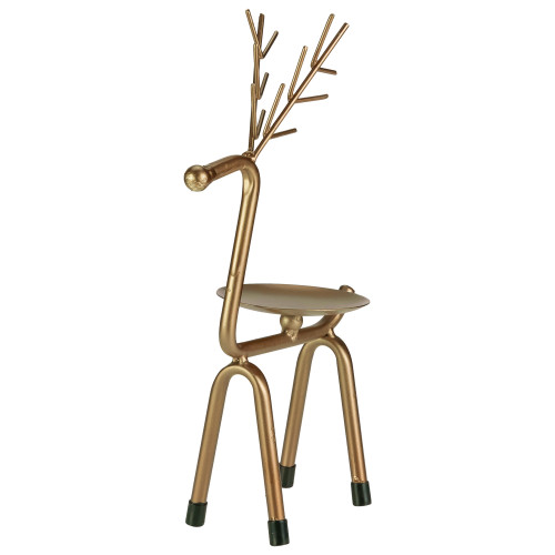 10.25" Small Bronze Reindeer Christmas Pillar Candle Holder