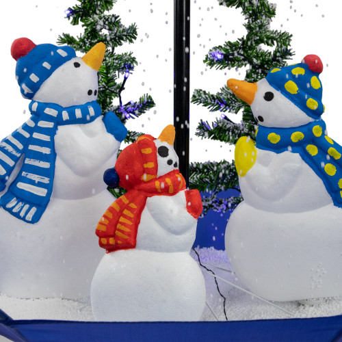 30" Lighted Musical Snowing Snowman Family in Umbrella Base Christmas Decoration
