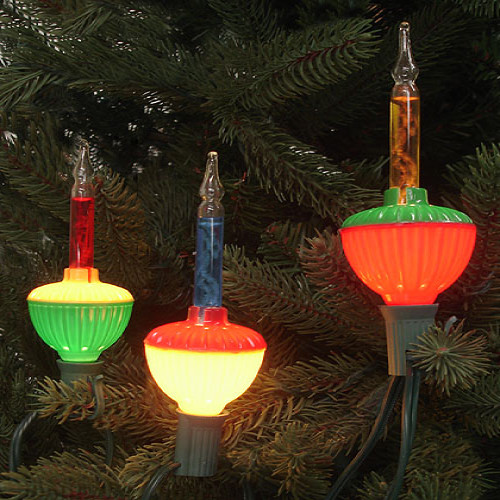 7-Count Multi Color Retro Christmas Bubble Light Set, 6ft Green Wire