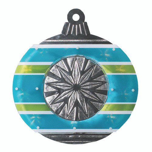 15.5" Blue and Green Lighted Christmas Ornament Window Silhouette
