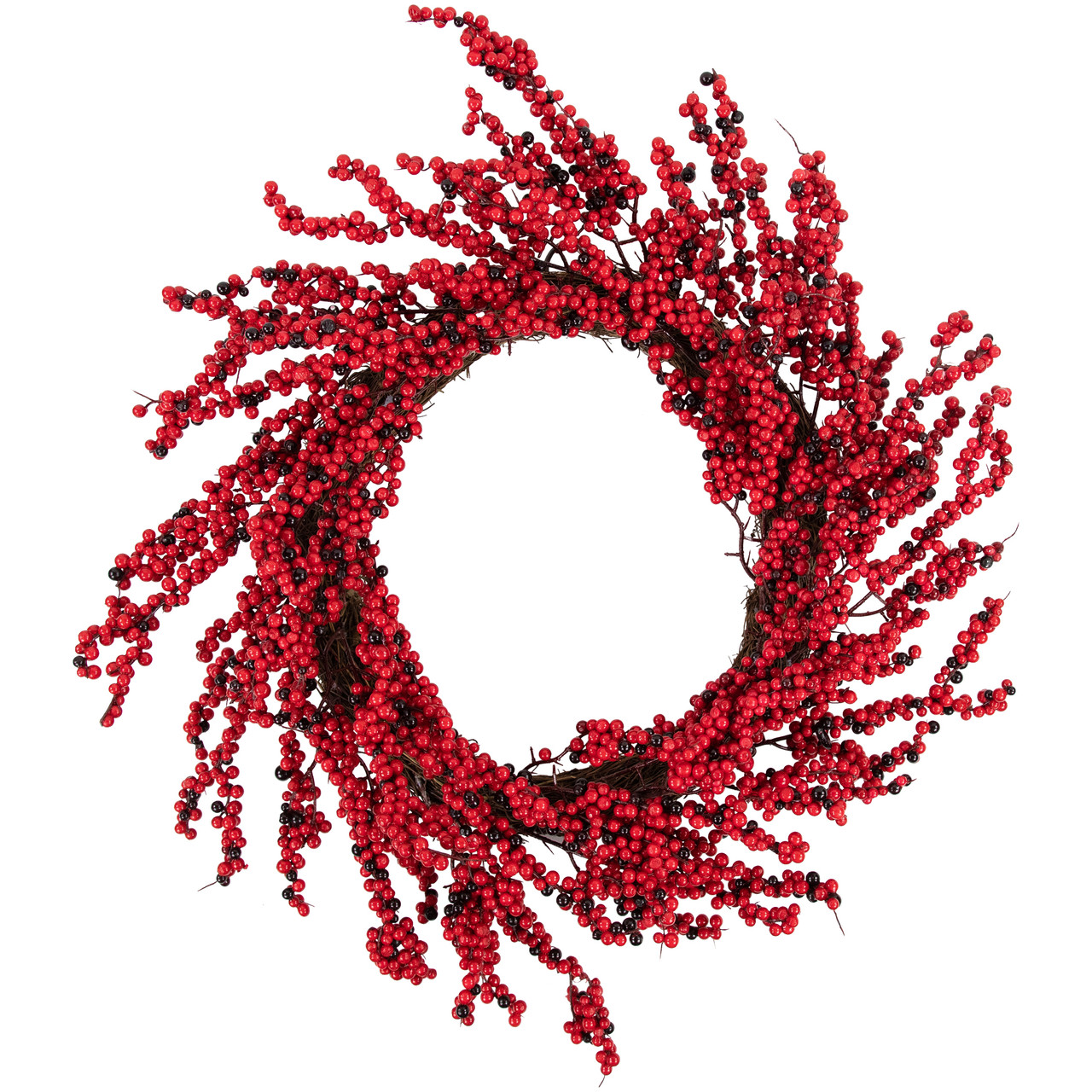 Red and Burgundy Berry Artificial Christmas Wreath, 22-Inch Unlit