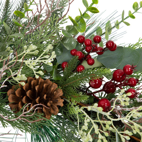 Real Touch?? Roses and Berries Artificial Christmas Wreath - 30" - Unlit