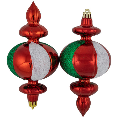 8ct Traditional Colors Shatterproof Finial Christmas Ornaments, 6"