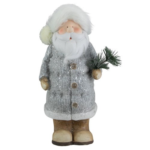 Ceramic Santa Holding Pine Sprig Christmas Figure - 18"