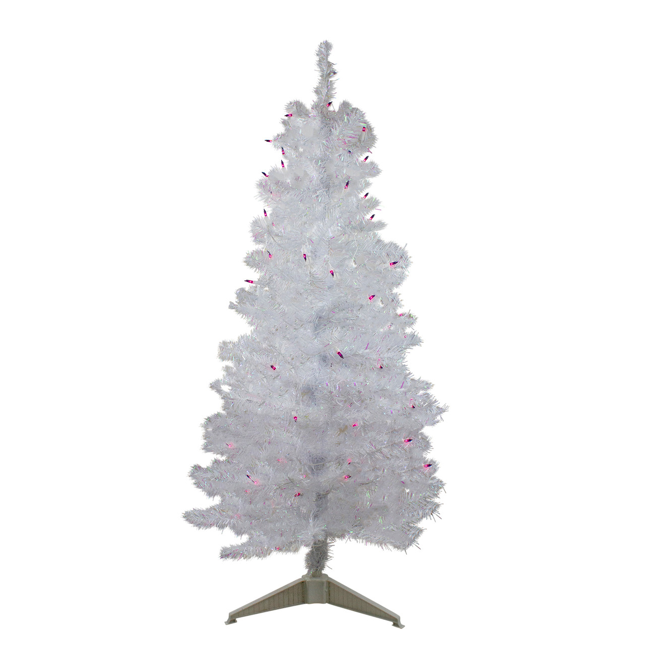 4' Pre-lit White Iridescent Pine Artificial Christmas Tree - Purple Lights