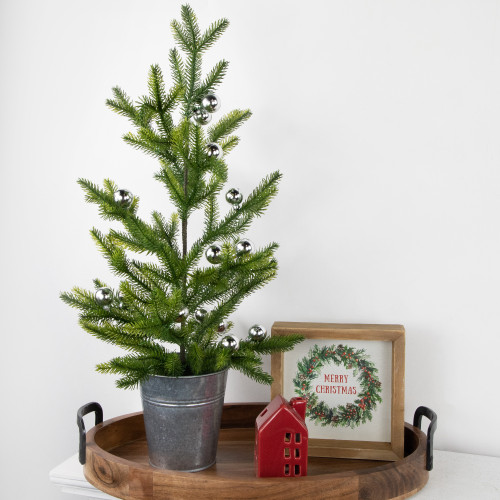 6.75" Shiny Silver Shatterproof Ball Ornament Christmas Pick