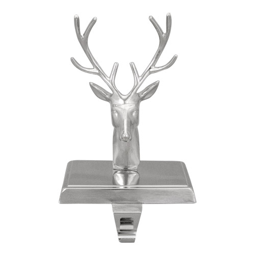 8" Shiny Silver Deer Head Christmas Stocking Holder