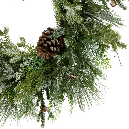 Frosted Mixed Pine and Cedar Artificial Christmas Wreath - 28" - Unlit