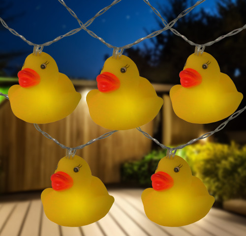 10 Yellow Duck Novelty Light Set, 6-ft Clear Wire