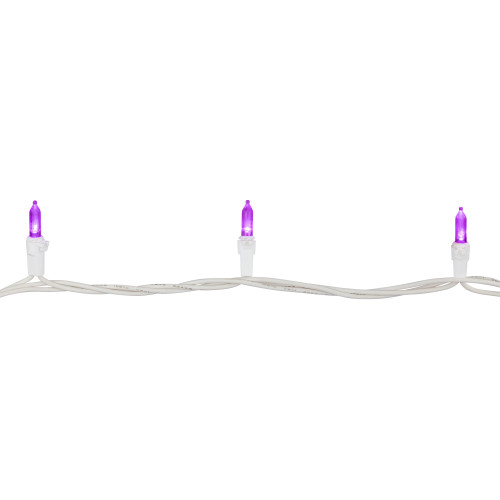 50-Count Purple LED Mini Christmas Lights, 16.25 ft White Wire