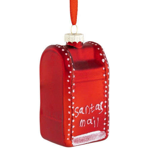 4" Red Santa's Mailbox Glass Christmas Ornament