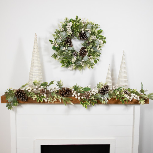 Real Touch?? Frosted Pinecones Artificial Christmas Garland - 5' x 10" - Unlit