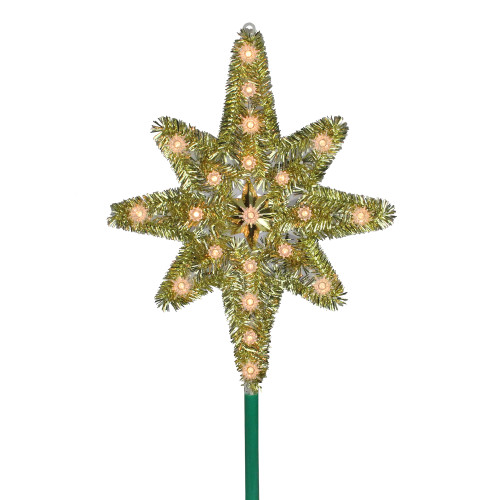 21" Gold Lighted Star of Bethlehem Christmas Tree Topper - Clear Lights