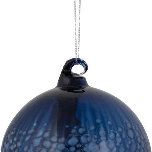 4.75" Blue Clear Glass Christmas Ball Ornament