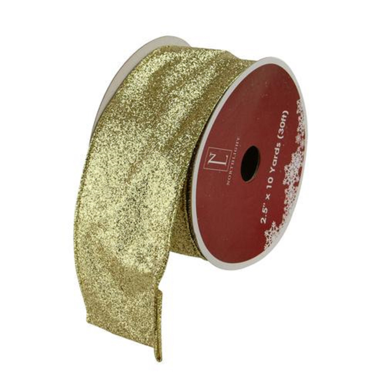 Shimmering Metallic Gold Ribbed Wired Craft Ribbon 2.5" x 10 Yards