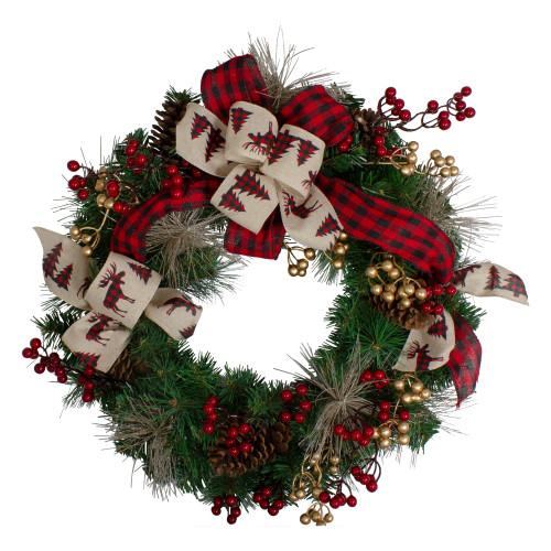 Bows and Berries Artificial Christmas Wreaths - 24-Inch, Unlit