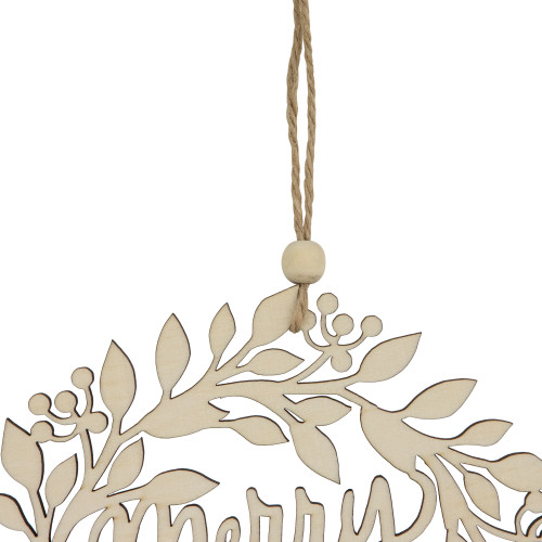 8" Natural "Merry Christmas" Wooden Wreath Ornament