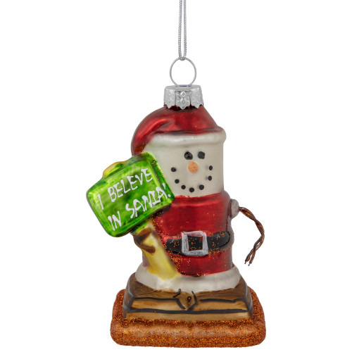 3.5" Santa Smore Glass Christmas Ornament