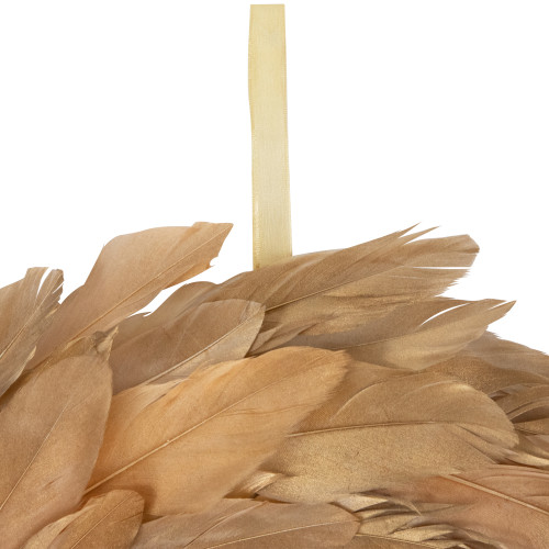 Artificial Feather Wreath - 14" - Gold