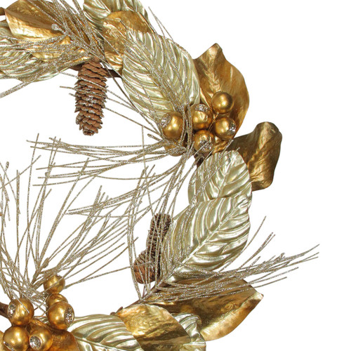 Golden Treasures Glittered Berries and Pine Cone Artificial Christmas Wreath - 24-Inch, Unlit