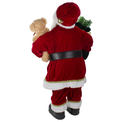 2' Standing Santa Christmas Figure with a Plush Bear