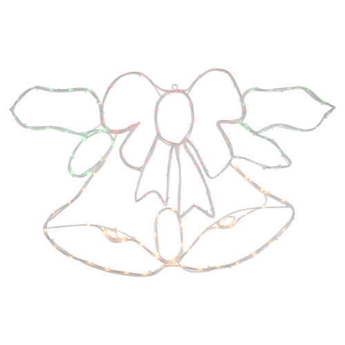 34" Lighted Christmas Bell and Bow Window Silhouette Decoration