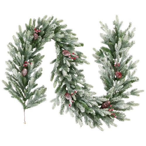 Real Touch?? Flocked Snowcap Grove Fir Artificial Christmas Garland - 7' x 15"  - Unlit