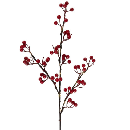 Lighted Berries Christmas Spray - 29" - Warm White
