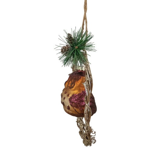 5.25" Brown Glass Owl in a Twig Wreath Christmas Ornament