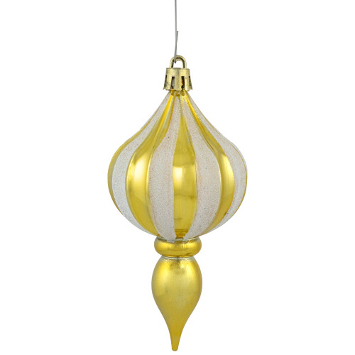 8ct Gold Shatterproof Finial Christmas Ornaments, 4.75"