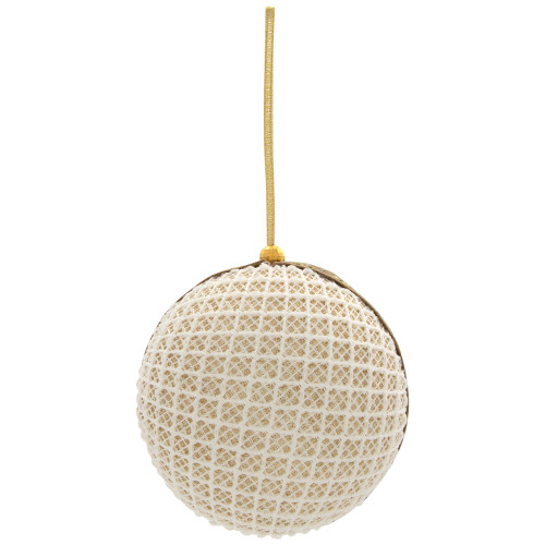 Mesh and Ribbon Christmas Ball Ornament - 4" - Gold - Set of 6