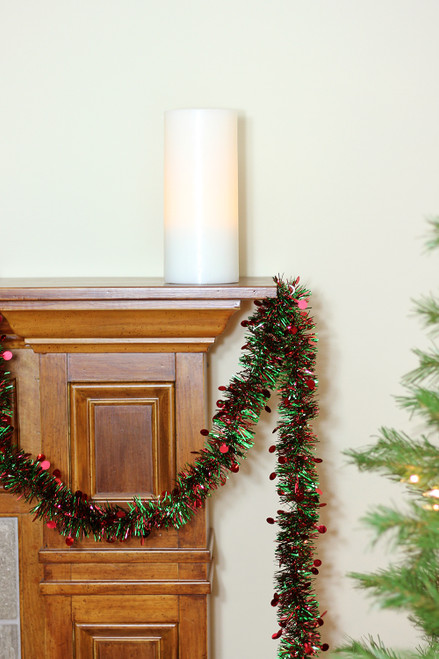 50' x 2.5" Shiny Red and Green Tinsel Artificial Christmas Garland - Unlit