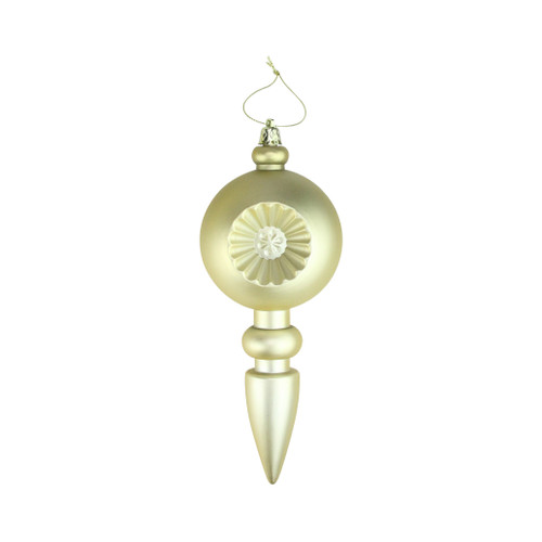 4ct Matte Gold Retro Reflector Shatterproof Christmas Finial Ornaments 7.5"
