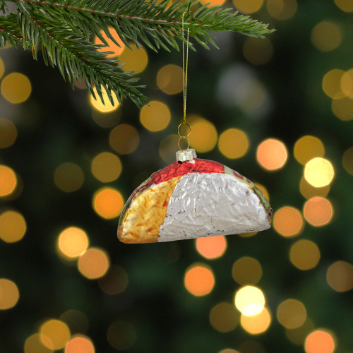 4" Silver and Gold Taco Glass Christmas Ornament