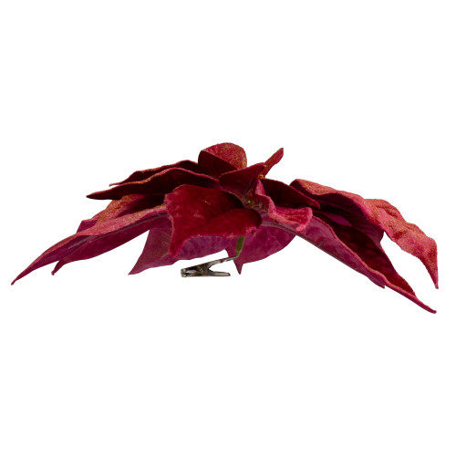 9" Red and Gold Artificial Poinsettia Clip-On Christmas Ornament