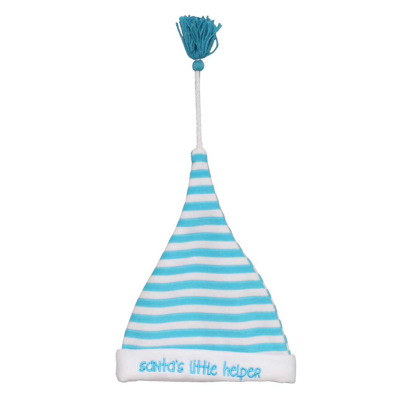 8" Blue and White "Santa"s Little Helper" Baby Christmas Santa Hat with Tassel