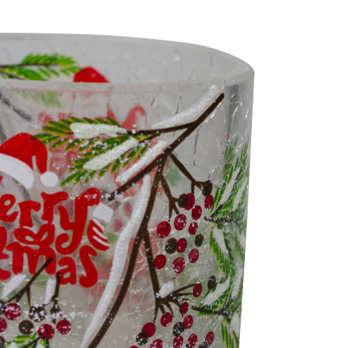 2.75-Inch Cardinal and Pine Hand Painted Flameless Christmas Candle Holder