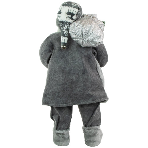 24" Gray and White Santa Claus with Lantern Christmas Figure