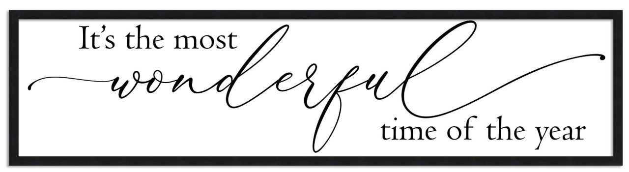 It's the Most Wonderful Time of the Year Script 8.5" x 31.5" Framed Christmas Wall Decor  Sign Poster in a Natural Wooden Frame with UV Acrylic