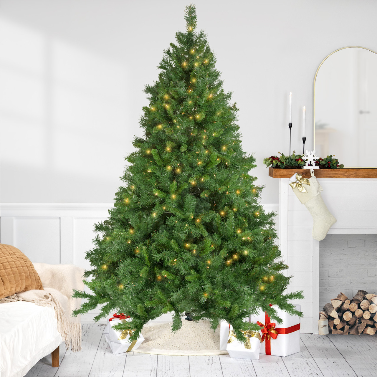 7.5' Pre-Lit Chatham Pine Artificial Christmas Tree, Clear Lights