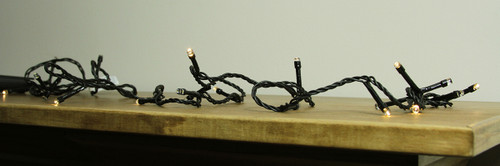 368 Warm White LED Battery Operated 8-Function Christmas Lights - 90 ft Black Wire