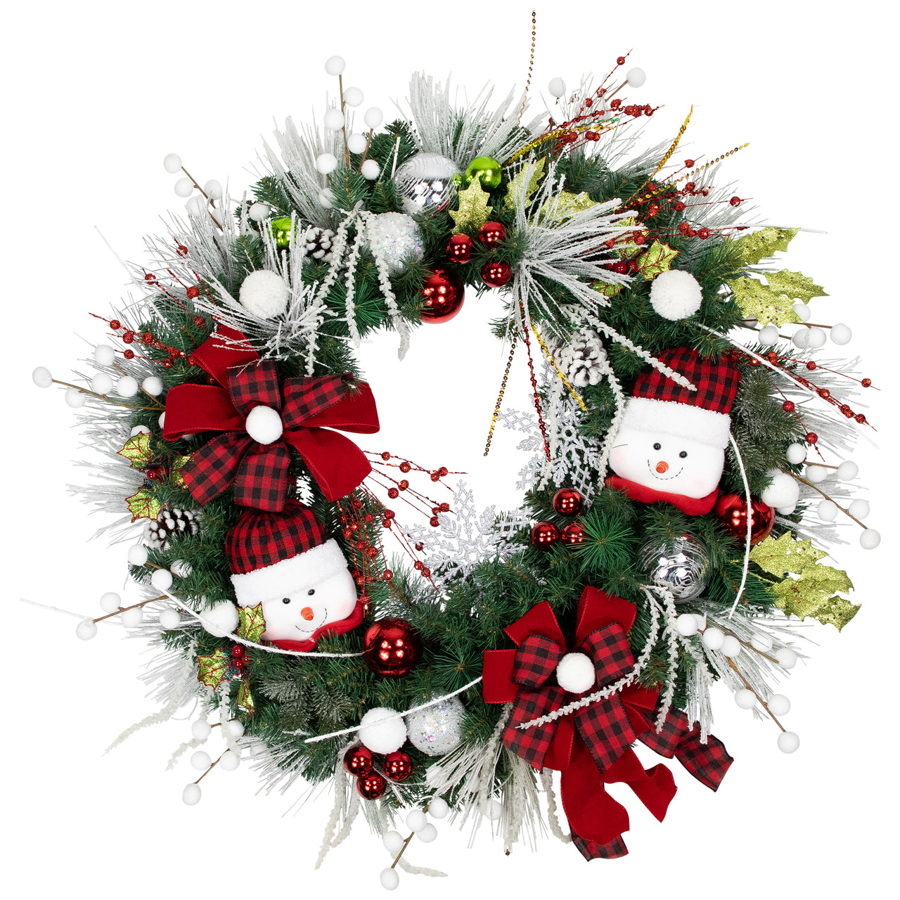 Snowmen and Icicles Pine Artificial Christmas Wreath - 40" - Unlit