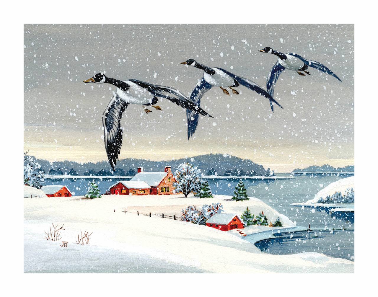 Blizzard Geese Winter Scene Wall Decor Art Print