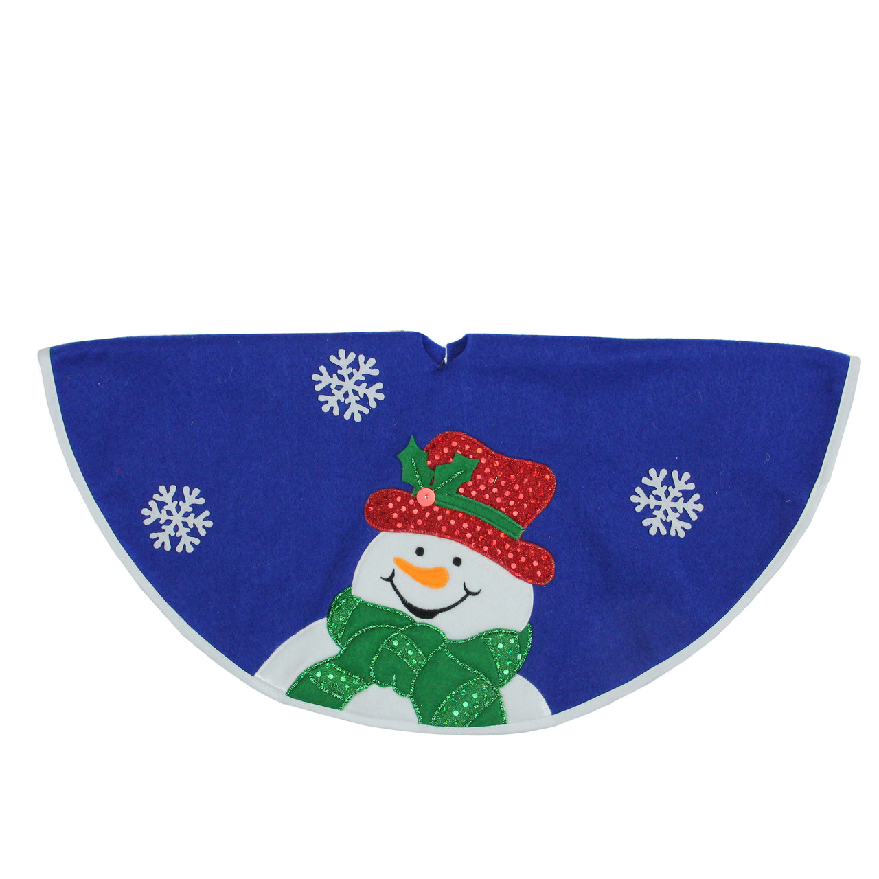 20" Blue and White Embroidered Snowman Mini Christmas Tree Skirt