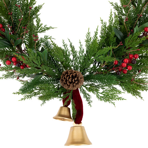 Real Touch?? Cypress and Pine with Berries Artificial Christmas Wreath  - 28" - Unlit