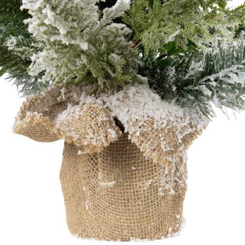 Flocked Balsam Pine Artificial Mini Christmas Tree in Burlap Base - 24" - Unlit