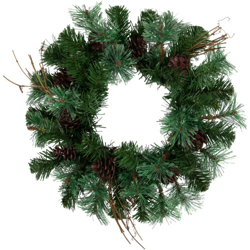 Country Mixed Pine, Twig and Pinecone Artificial Christmas Wreath - 16" - Unlit