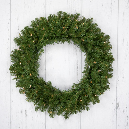 Pre-Lit Rockwood Pine Artificial Christmas Wreath - 24" - Clear Lights